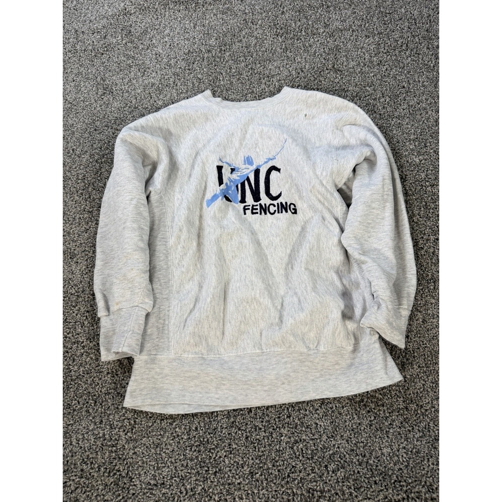 Vintage 90s North Carolina Tarheels Fencing Sweatshirt Men's Size Large Gray